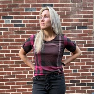 Burberry Brit magenta plaid top size M